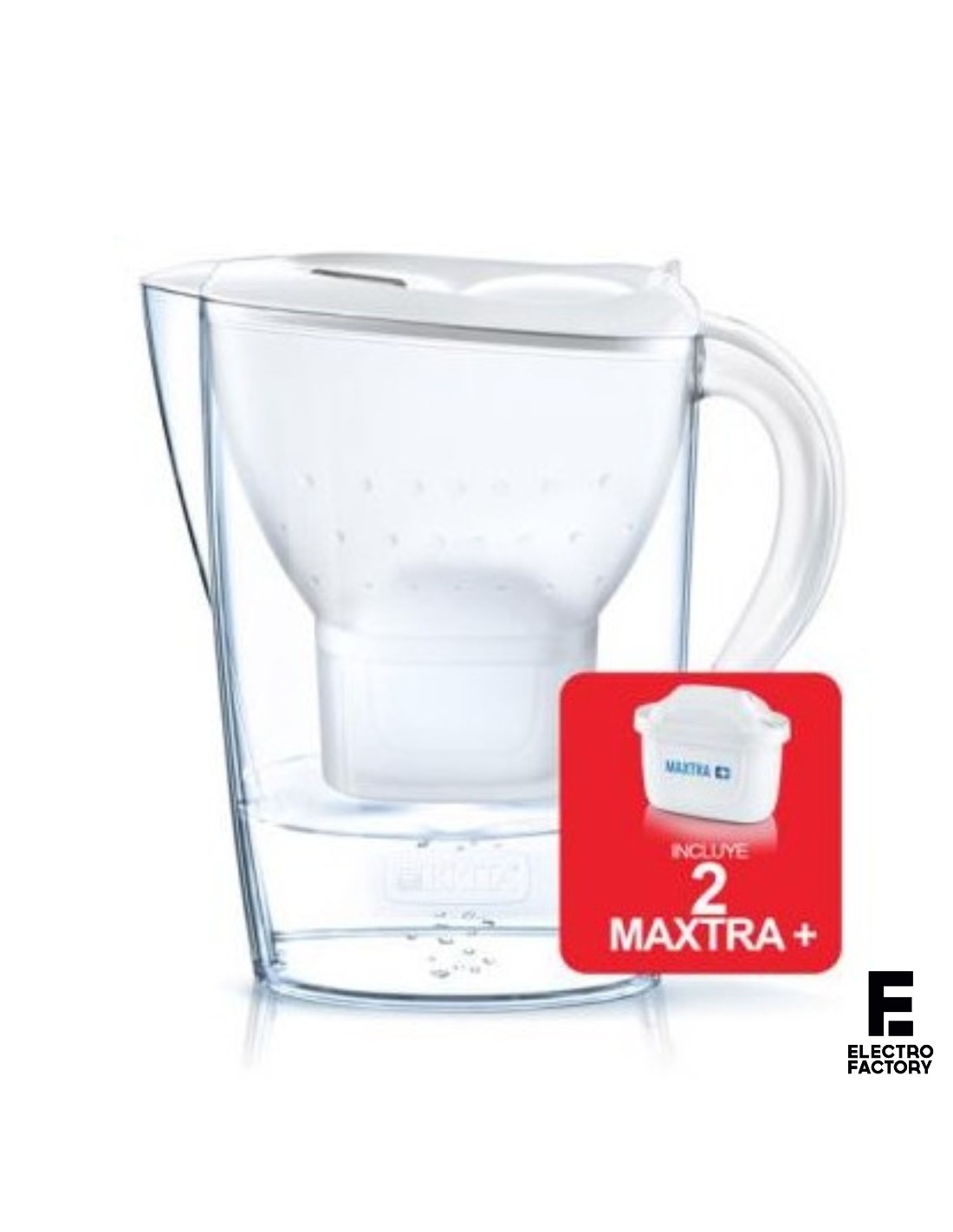 Jarra Brita Marella 1046224 Blanca, 2 filtros Maxtra y Botella térmica acero